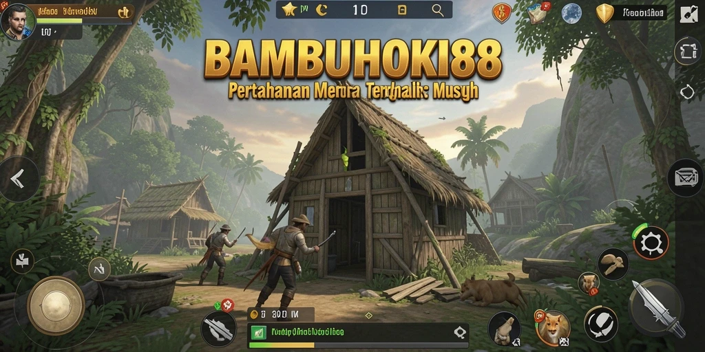Gameplay seru BAMBUHOKI88 dengan menara pertahanan yang strategis.